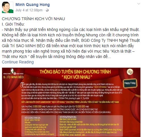 Minh Beo co tinh tro tren dang tuyen dien vien gameshow